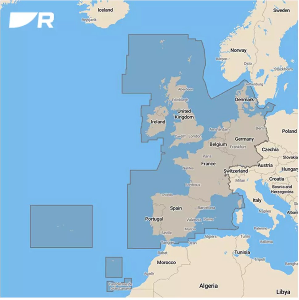 Raymarine Lighthouse elektronisk skort over Nord Europa