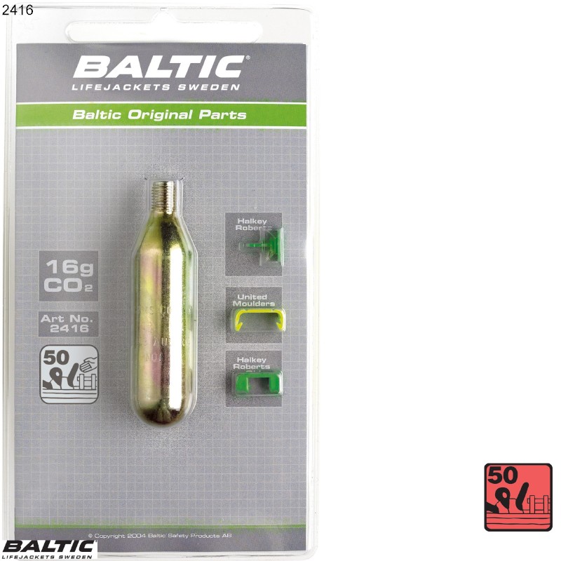 Baltic 16g CO2 Cylinder m. clips 16g