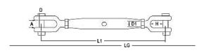 Vantskrue rustfri gaffel/gaffel 5mm 130/190mm