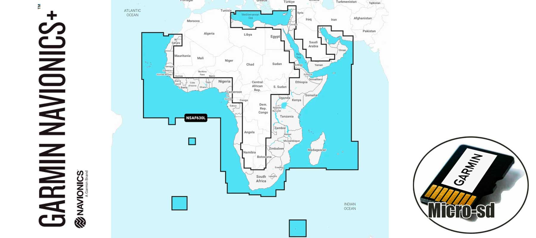 Garmin Navionics+ NSAF630L, Africa & Middle East