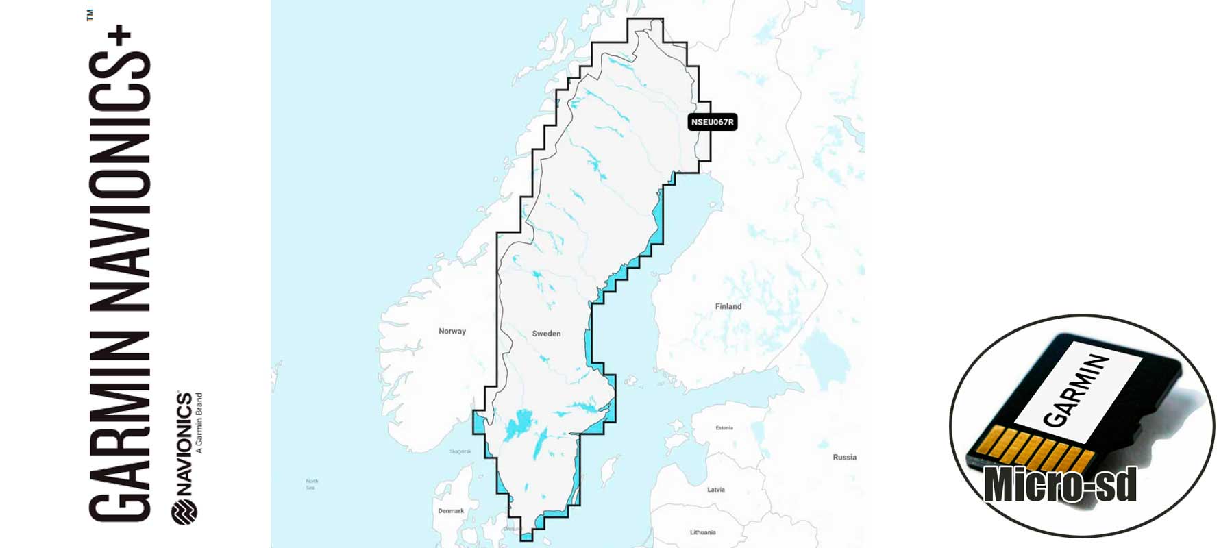 Garmin Navionics+ NSEU067R, Sweden, Lakes & Rivers