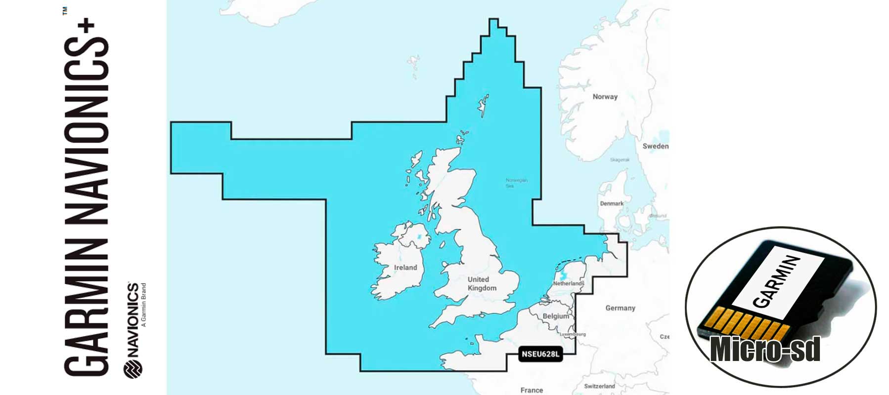 Garmin Navionics+ NSEU628L, U.K., Ireland Holland