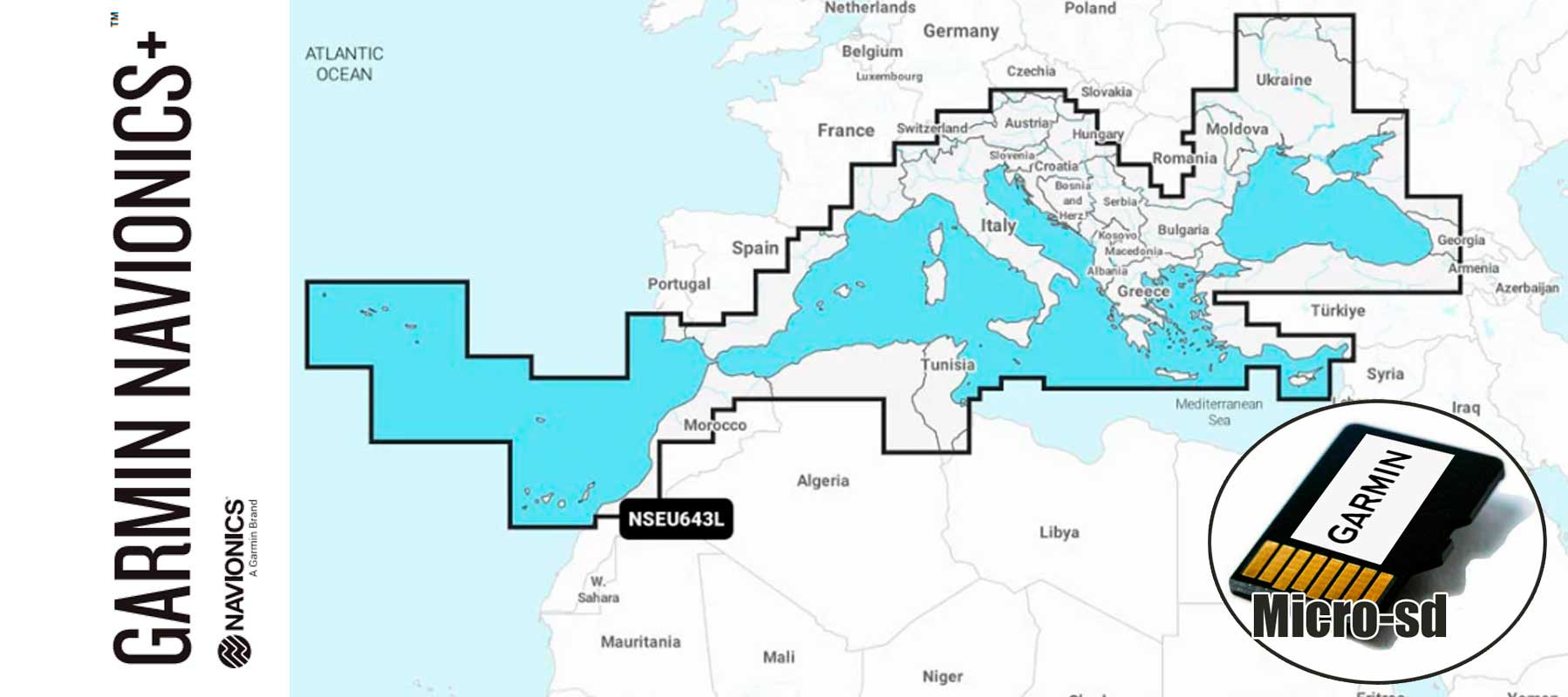 Garmin Navionics+ NSEU643L,Mediterranean Black Sea