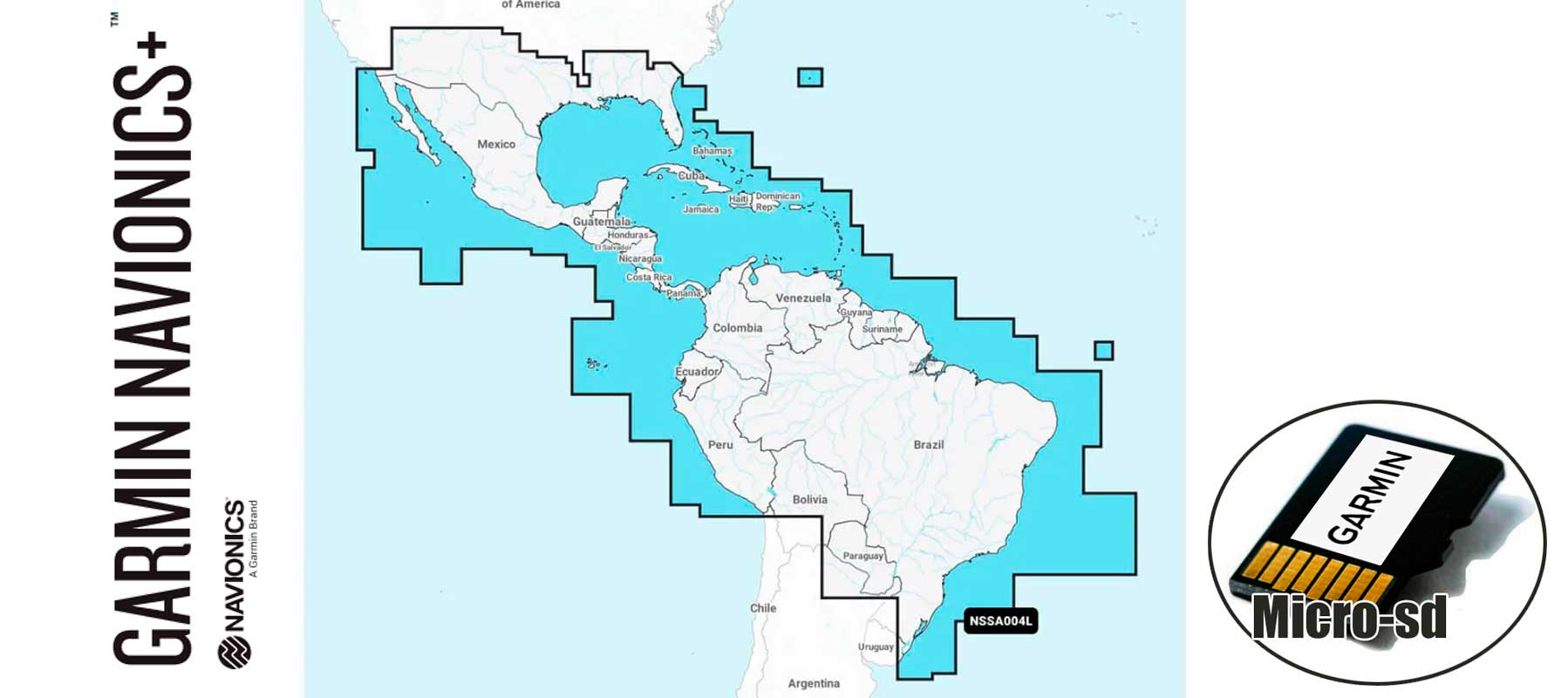 Garmin Navionics+ NSSA004L, Mexico, Carib. Brazil