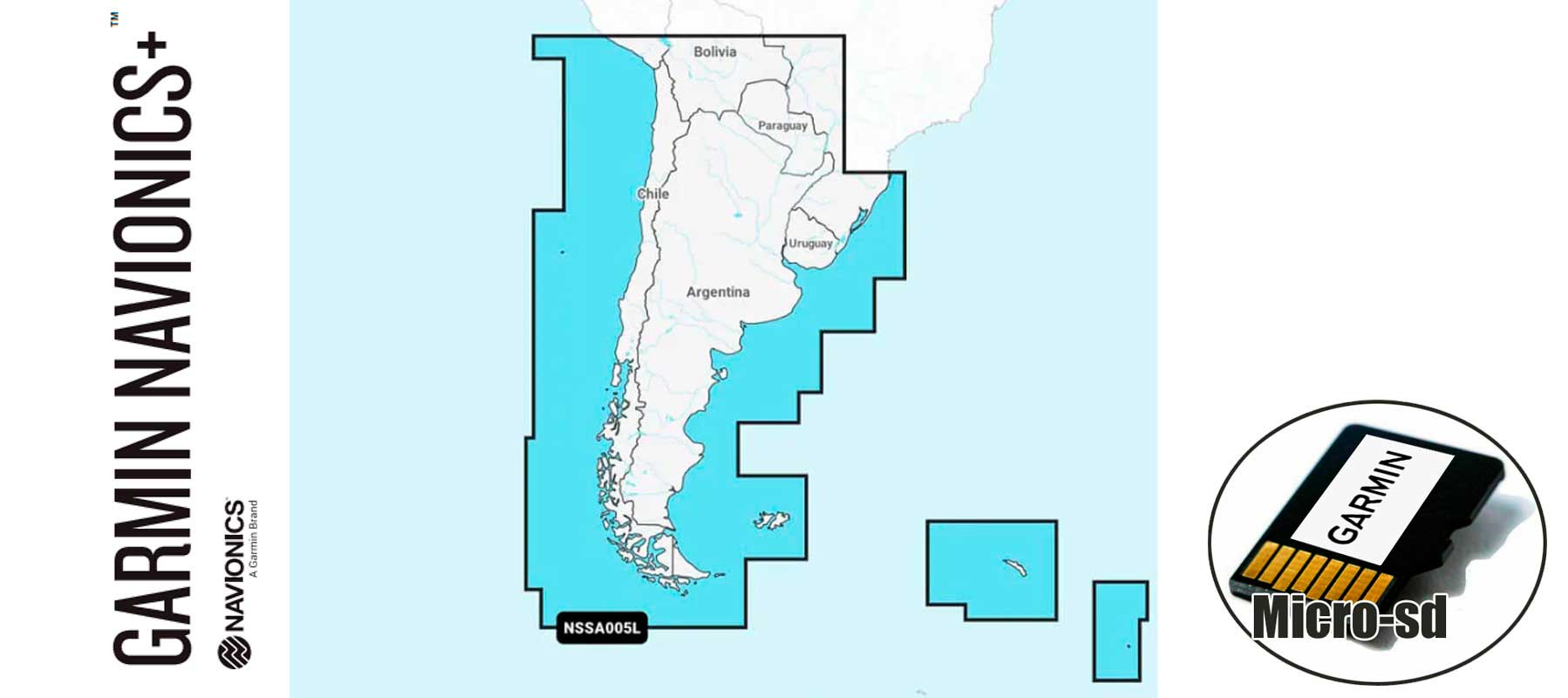 Garmin Navionics+ NSSA005L, Chile, Argentina & EI