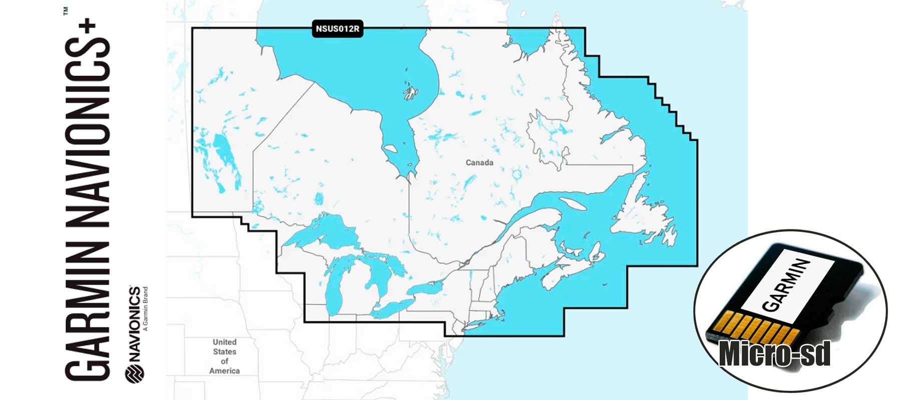 Garmin Navionics+ NSUS012R,Canada, East Great Lak.