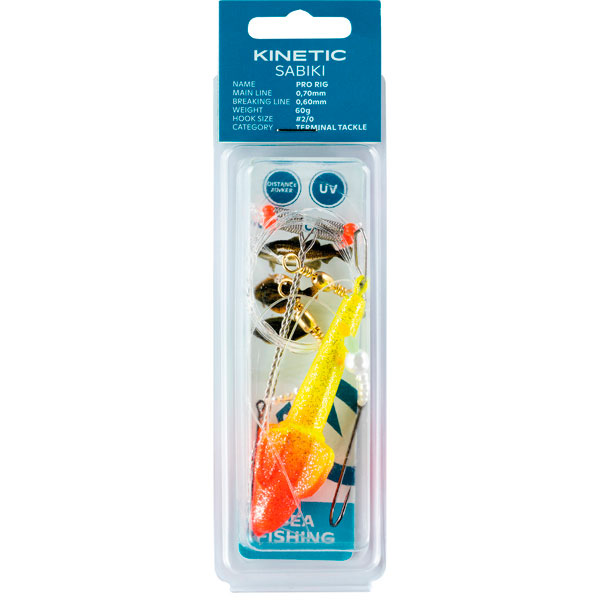 Kinetic sabiki pro fladfisk 60g gul/rd