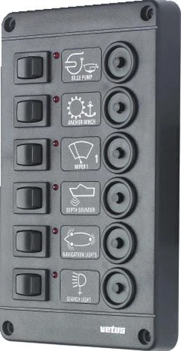 VETUS elpanel med 6 kontakter