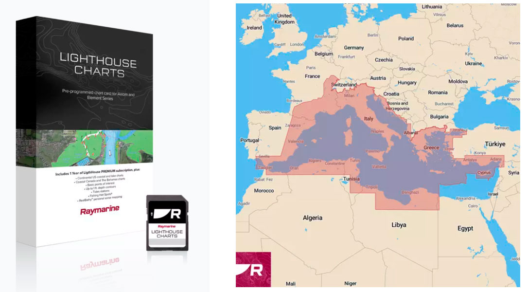 Raymarine Lighthouse s�kort Middelhavet Gen2