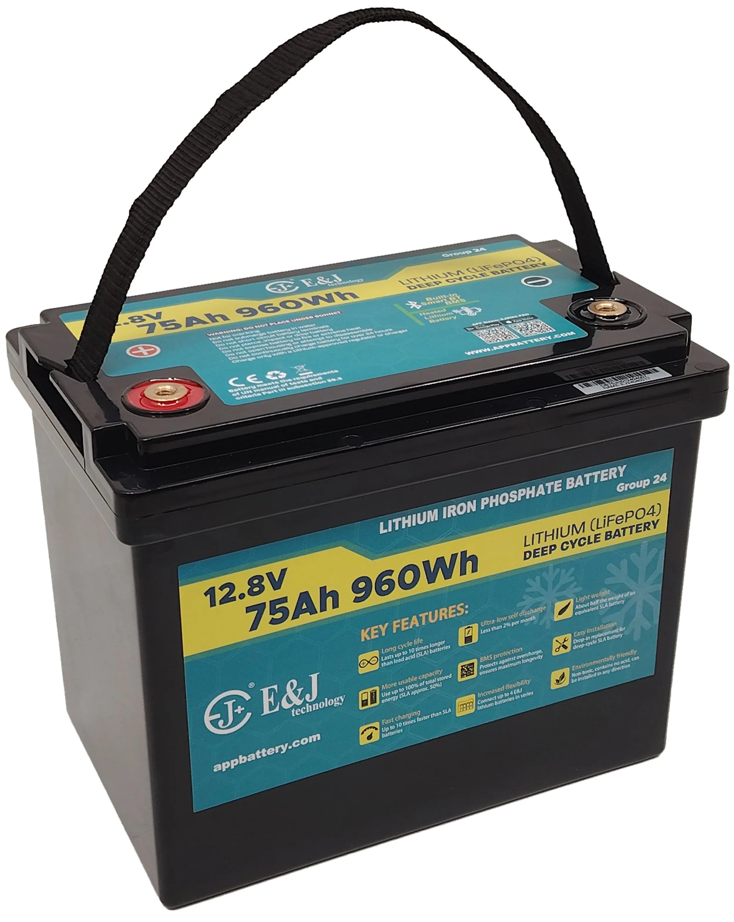 E&J LITHIUM 12V 75AH BT & HEAT