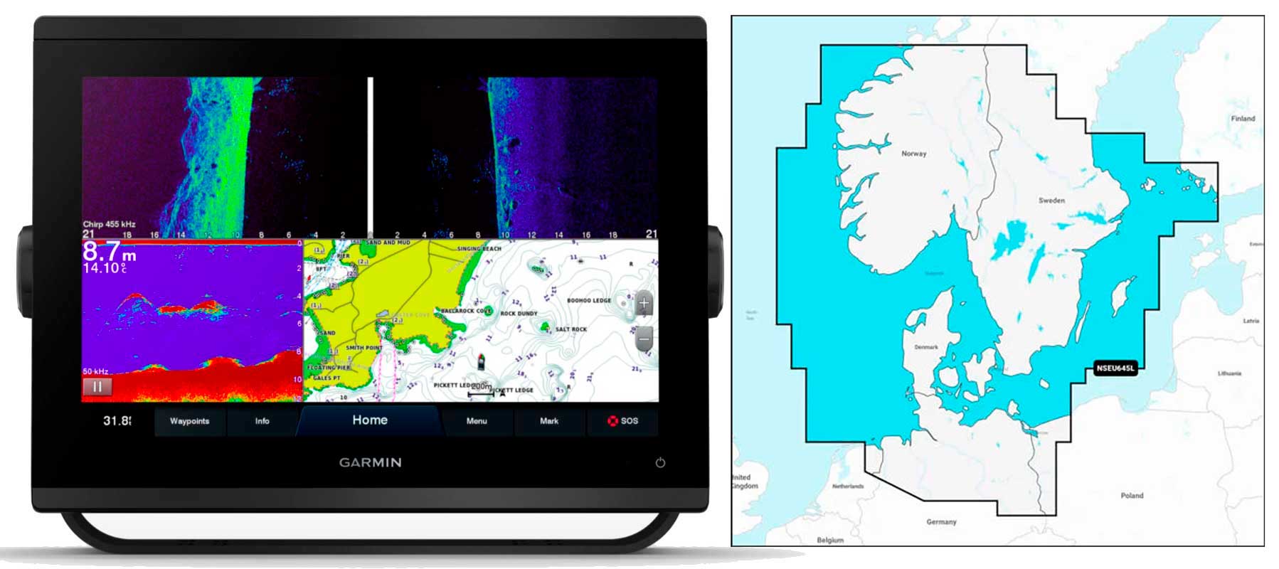 Garmin GPSmap 1223xsv med NVEU645L skort