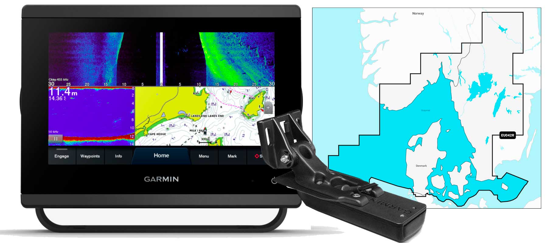 Garmin GPSmap 723xsv, GT52HW-TM og NSEU042R skort