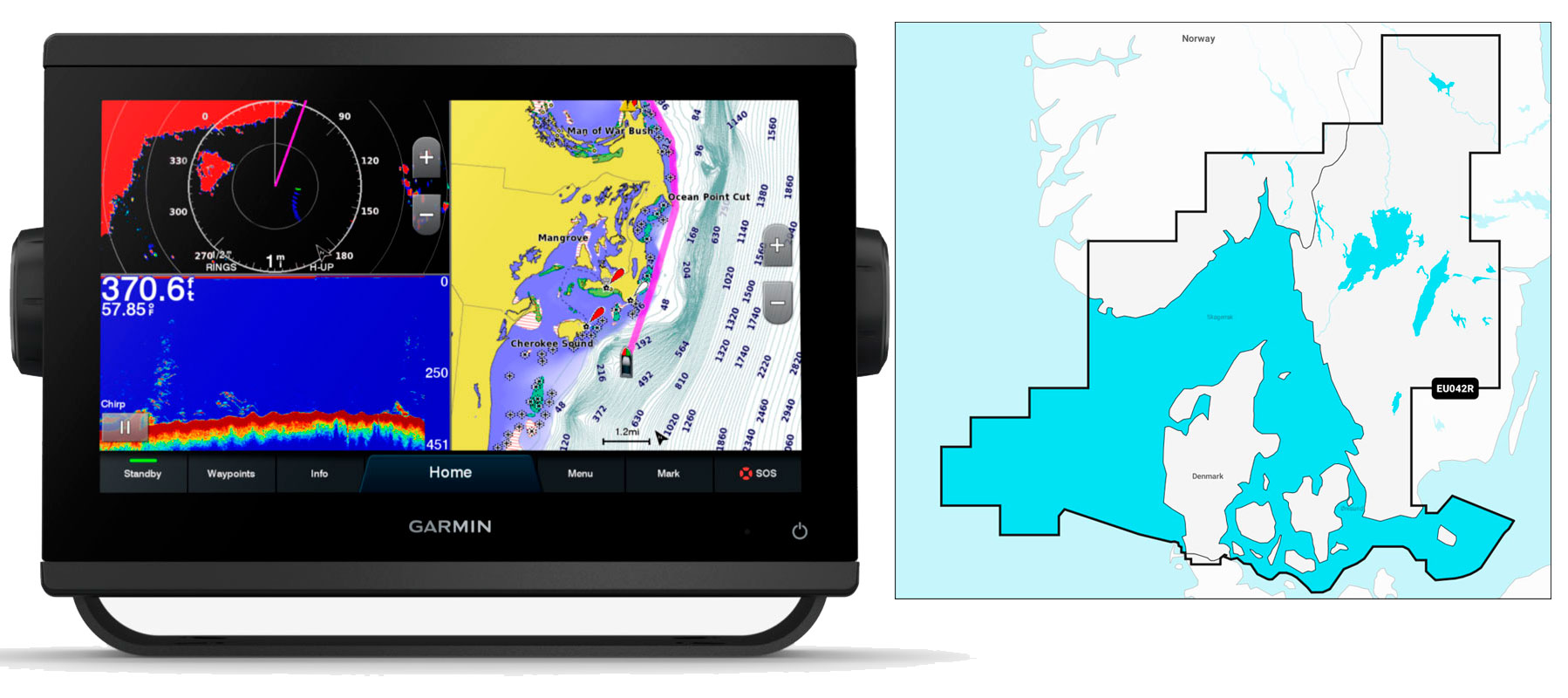 Garmin GPSmap 923xsv med NSEU042R skort