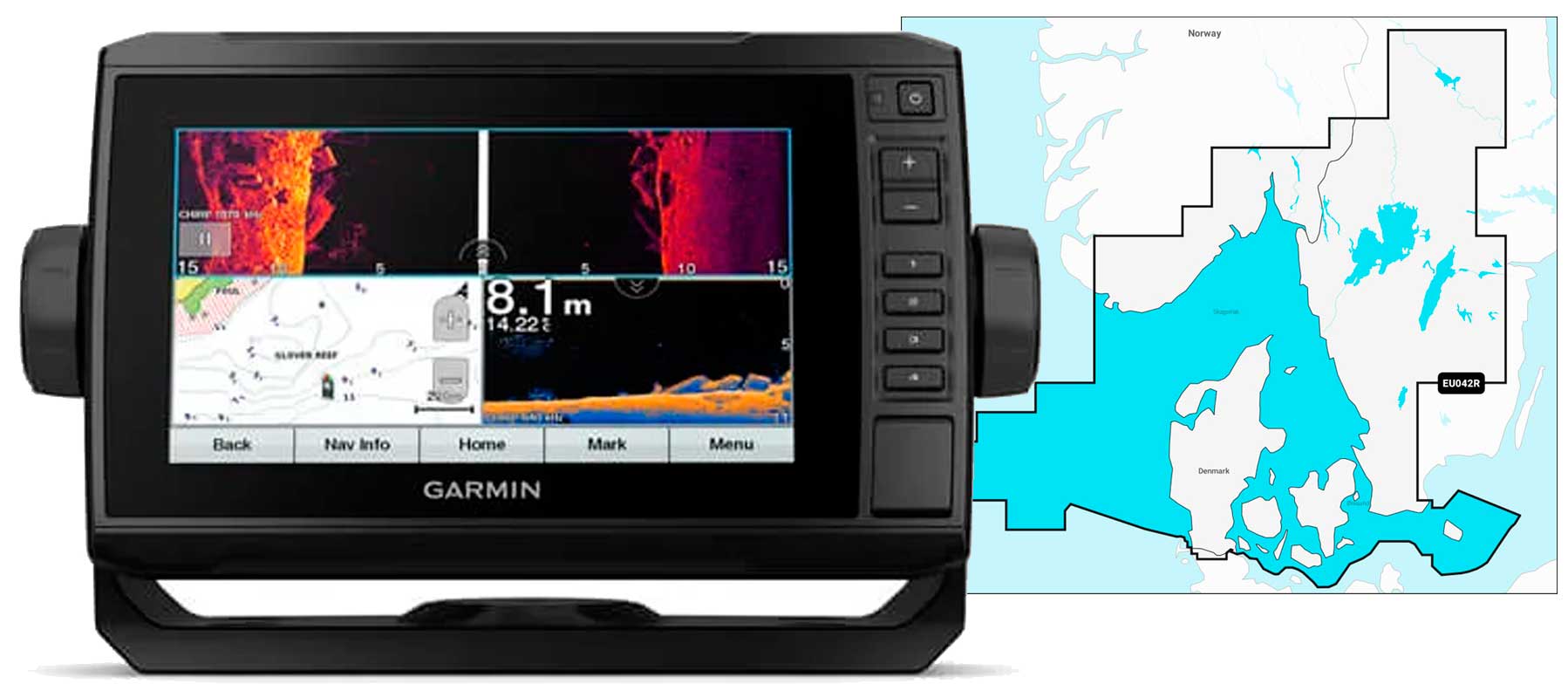 Garmin echoMAP UHD 72sv og NSEU042R - bådudstyr til lavpris hos