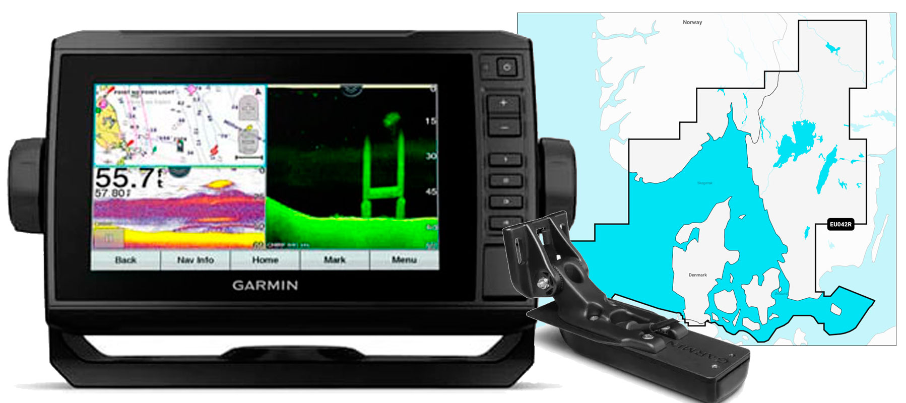 Garmin echoMAP UHD 72cv med GT24UHD-TM og NSEU042R