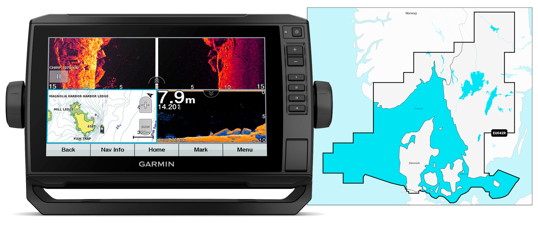 Garmin echoMAP UHD 92sv med NSEU042R skort