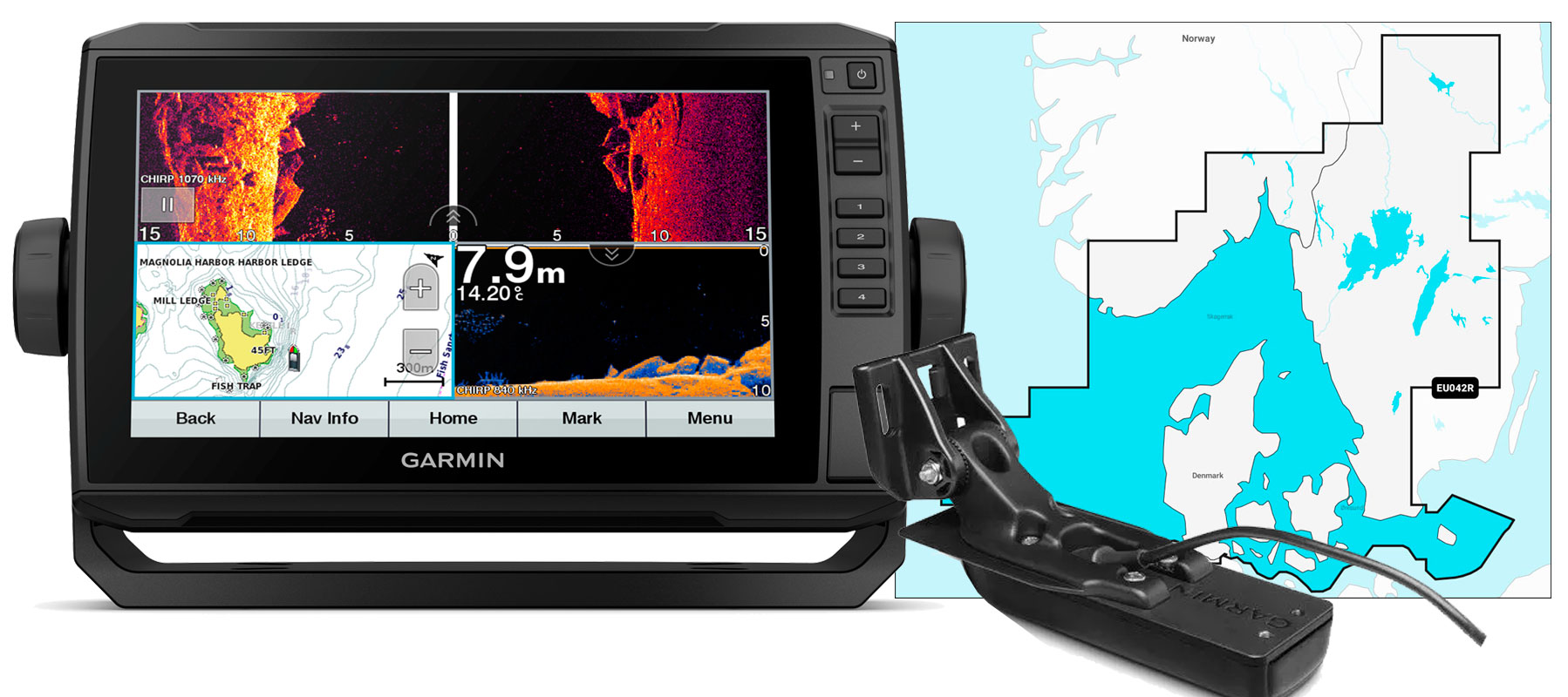 Garmin echoMAP UHD 92sv, GT54UHD-TM og NSEU042