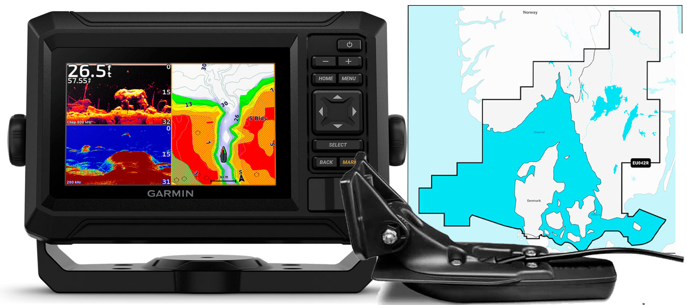 Garmin Echomap UHD2 52cv, GT20-TM og NSEU042R