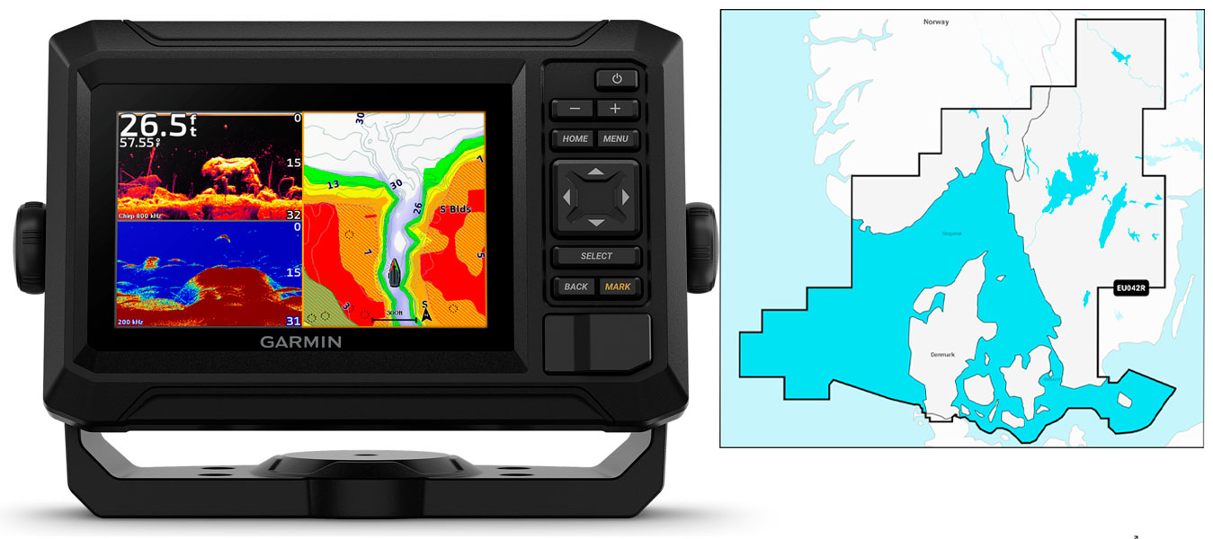 Garmin Echomap UHD2 52cv og NSEU042R skort