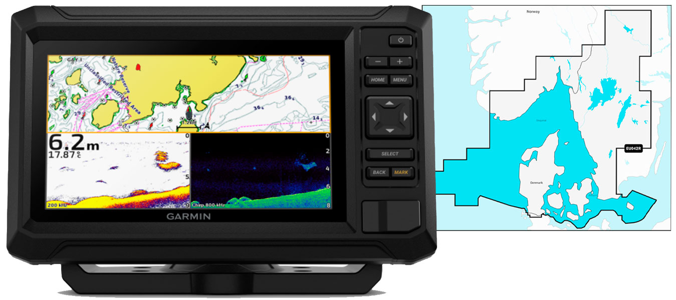 Garmin Echomap UHD2 72cv og NSEU042R skort