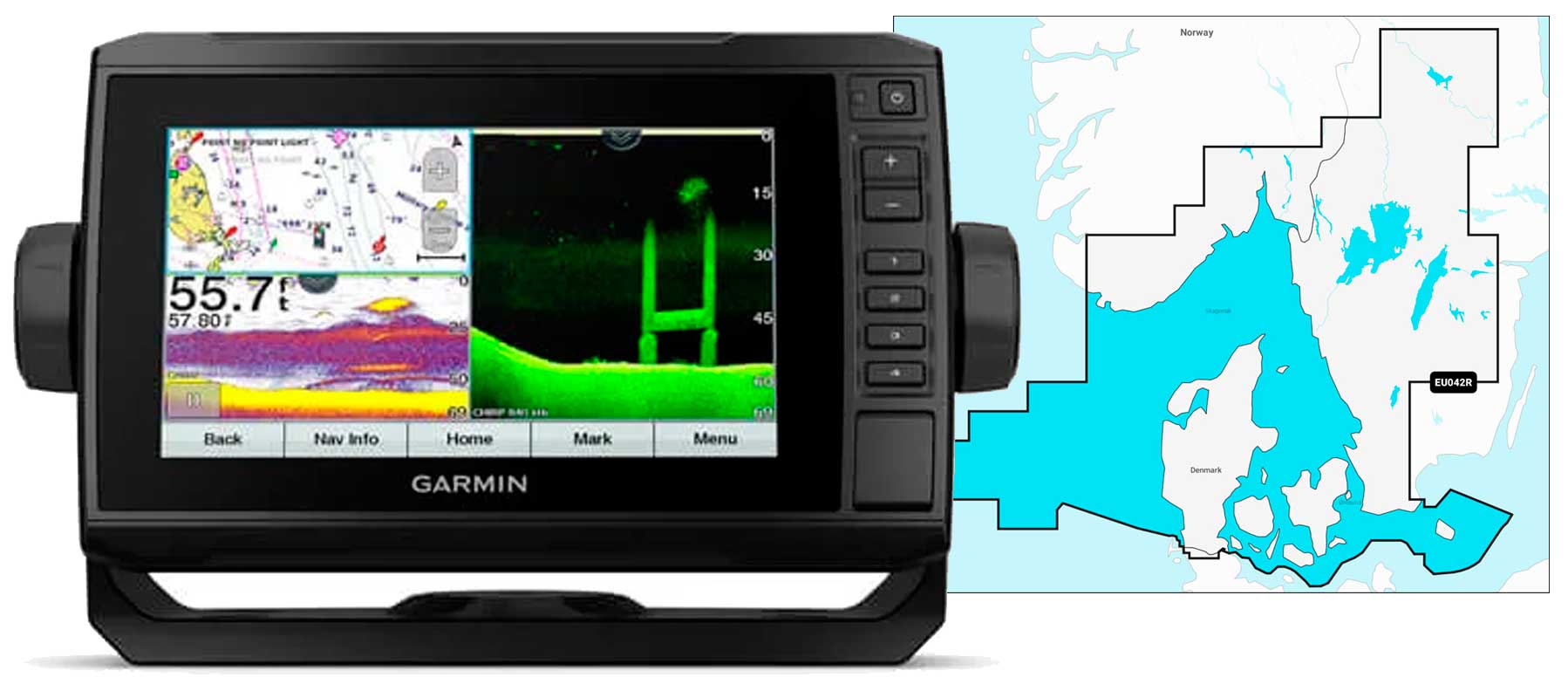 Garmin echoMAP UHD 72cv med NSEU042r skort