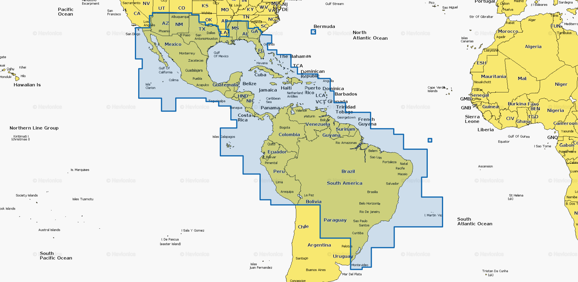 navionics +4XG mexico,caribbean,Brazil MSD kort