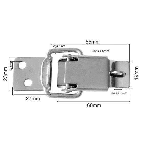 Spndeoverfald rustfrit m/bjle