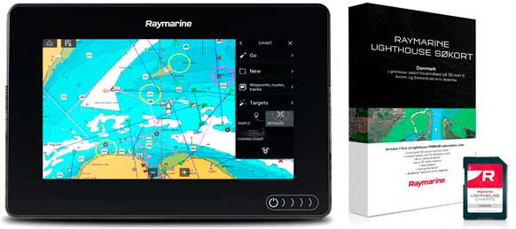 Raymarine Axiom 9 med Lighthouse skort