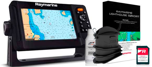 Raymarine Element 9S, indvendig transducer og kort