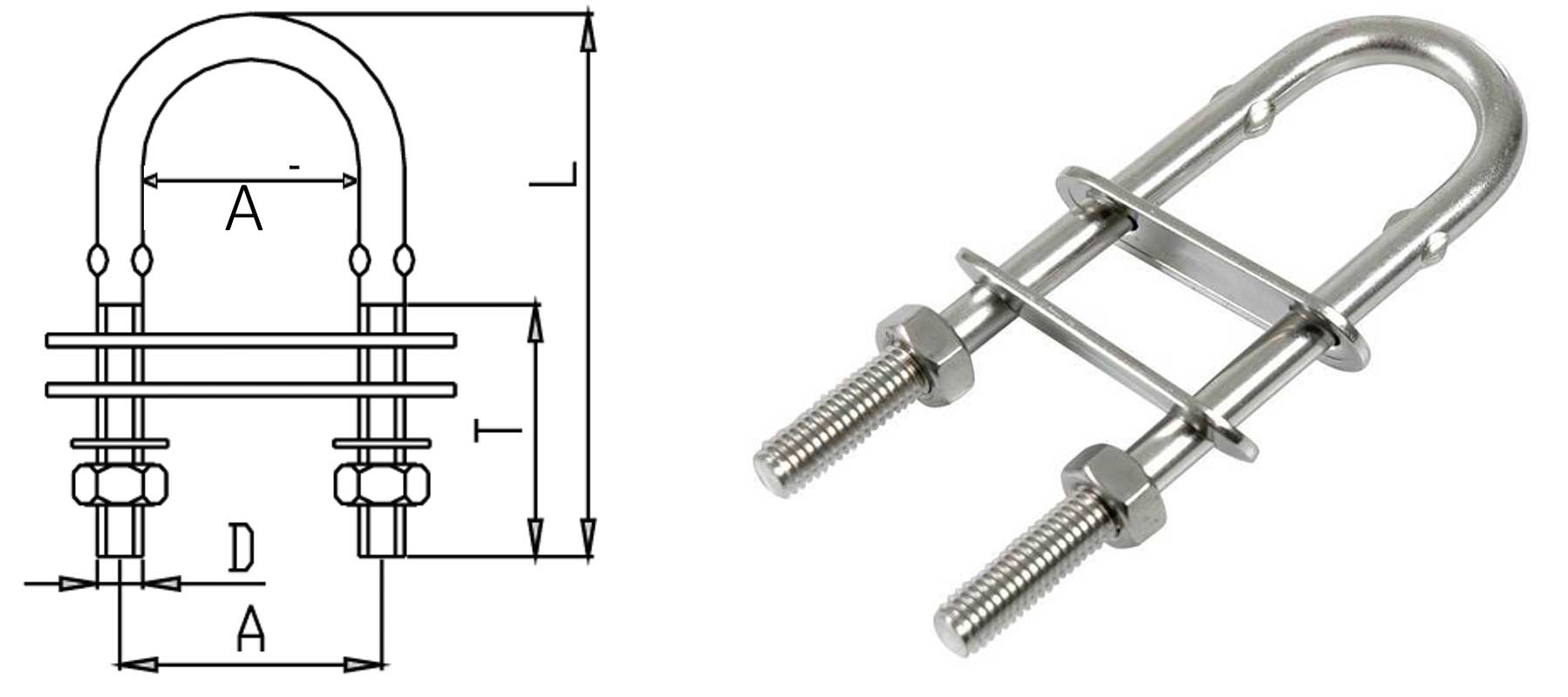 U-bjle 6x45mm bredde indvendig 30mm lngde 90mm