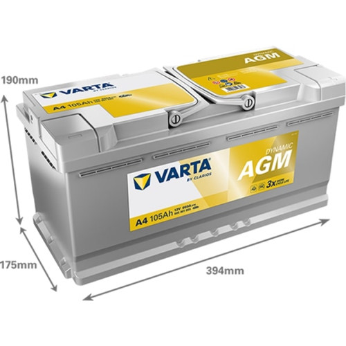 Varta AGM batteri 105 Ah, XEV Silver Dyn.