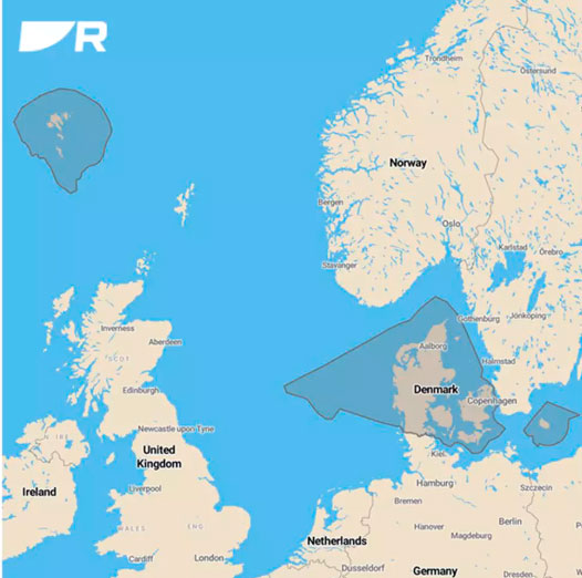 Raymarine Lighthouse elektronisk s�kort over Danmark