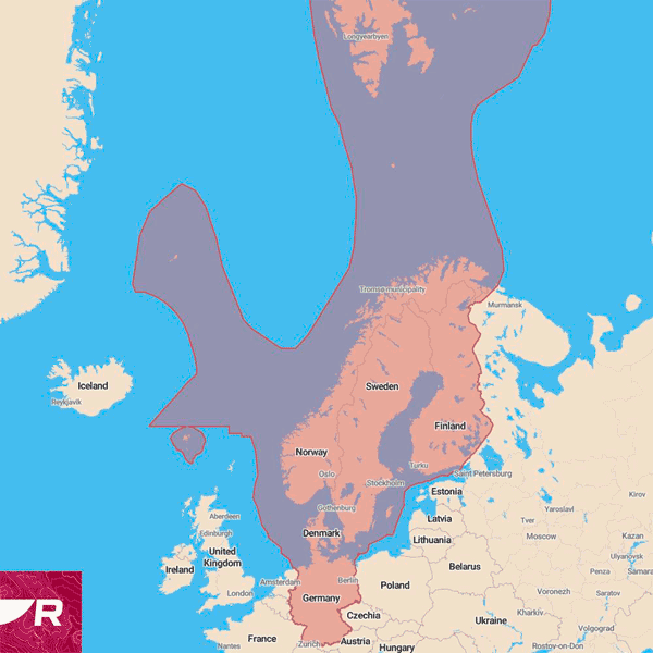 Raymarine Lighthouse elektronisk skort over Nord Europa